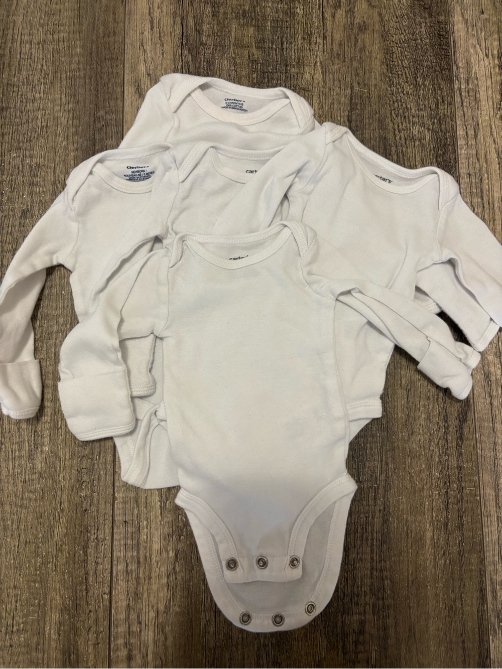 Carter's White Long-Sleeve Baby Bodysuit Pack